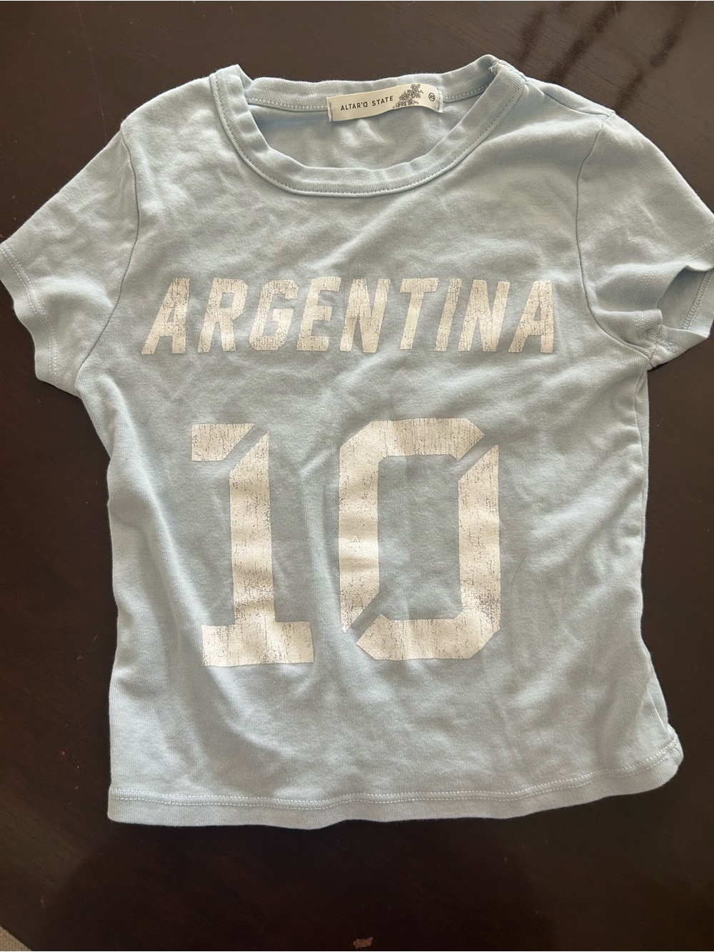 Altar'd State Light Blue 'Argentina 10' Short Sleeve Baby Tee